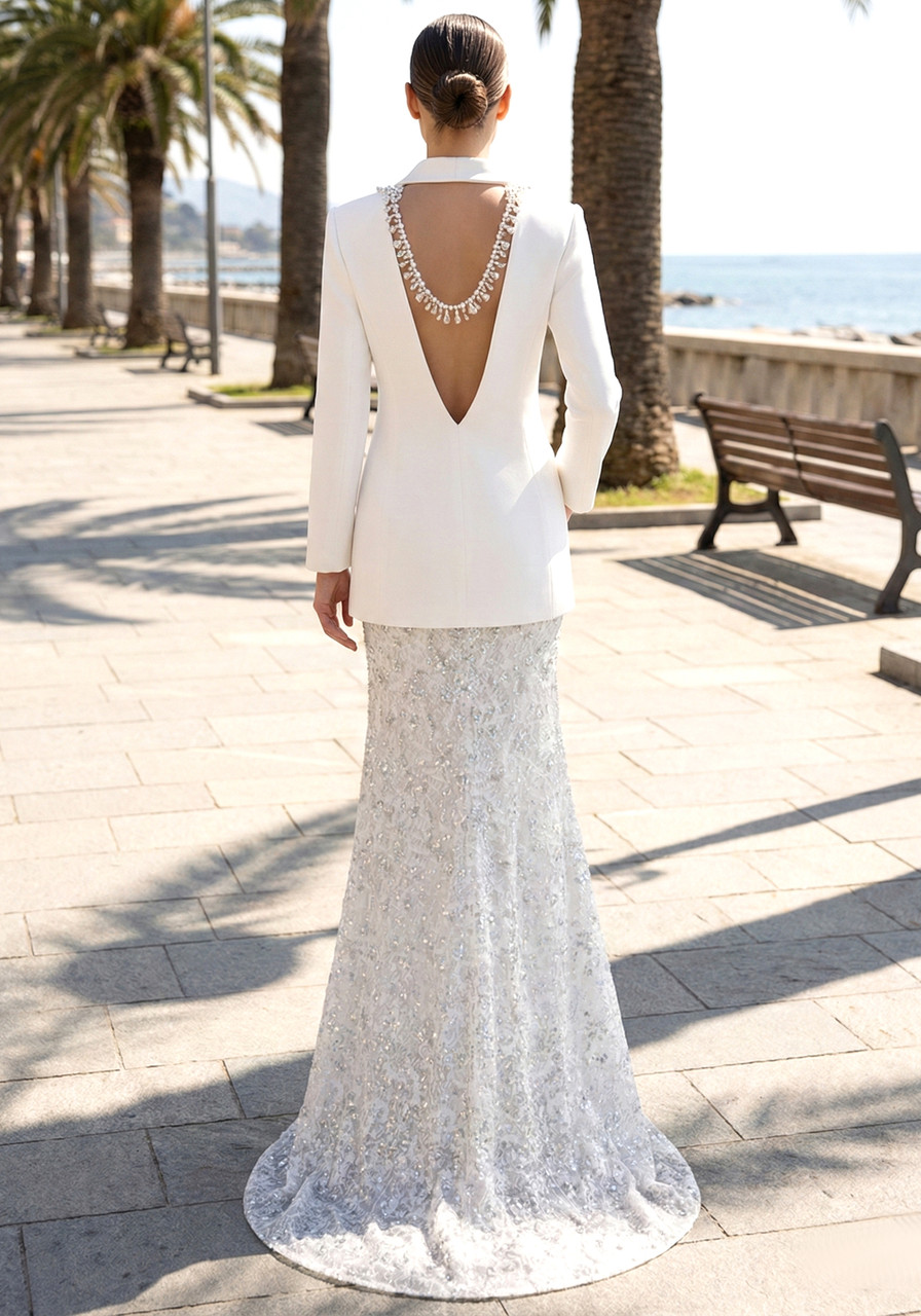 fitted lace wedding dress Victorian Lace Puff Sleeve White Maxi Dress main image 1