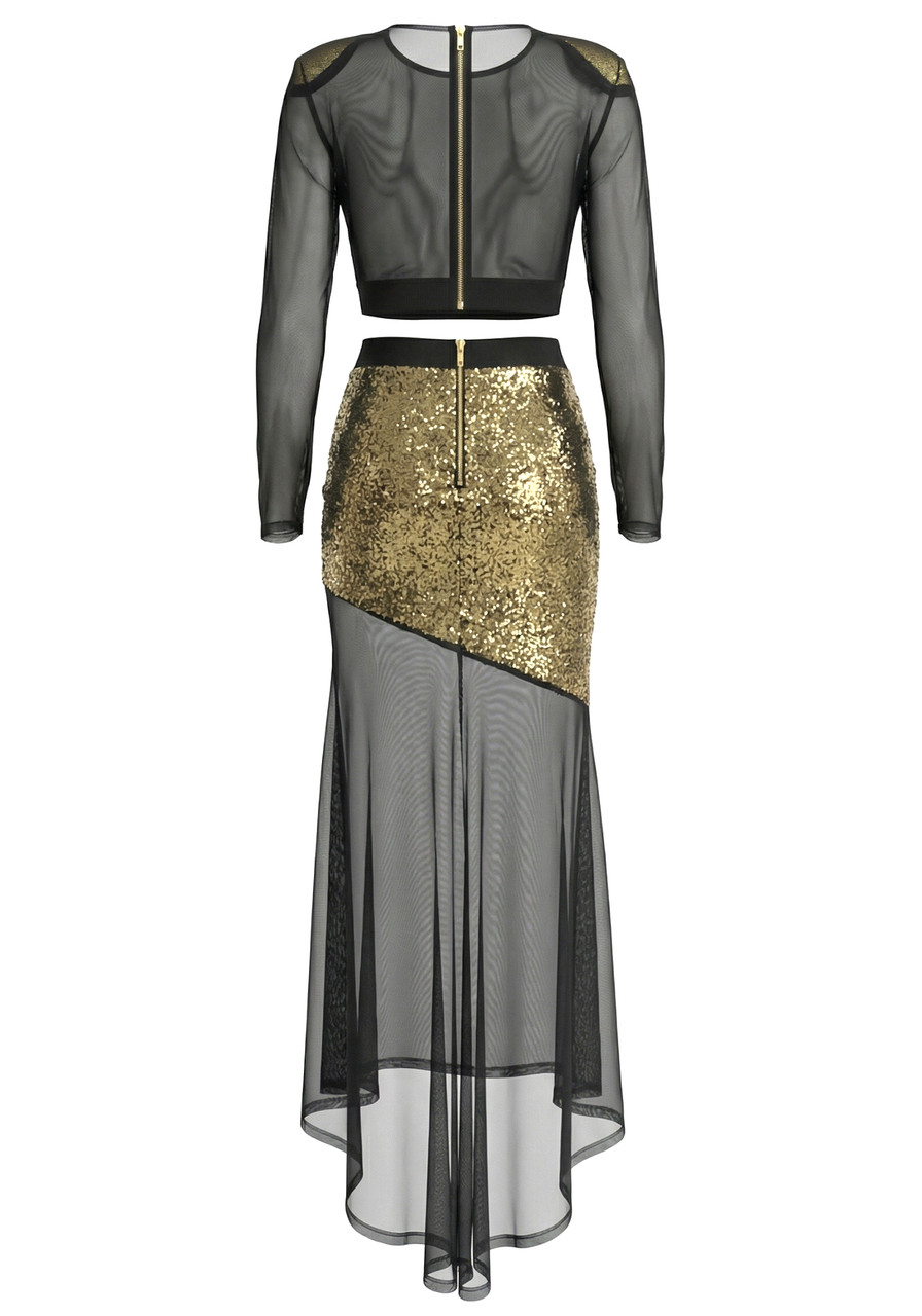 slim fit dress slacks Ombre Sequin Sleeveless A-Line Gown by Tiffany Designs 16941 6 / Black/Rose Gold main image 1