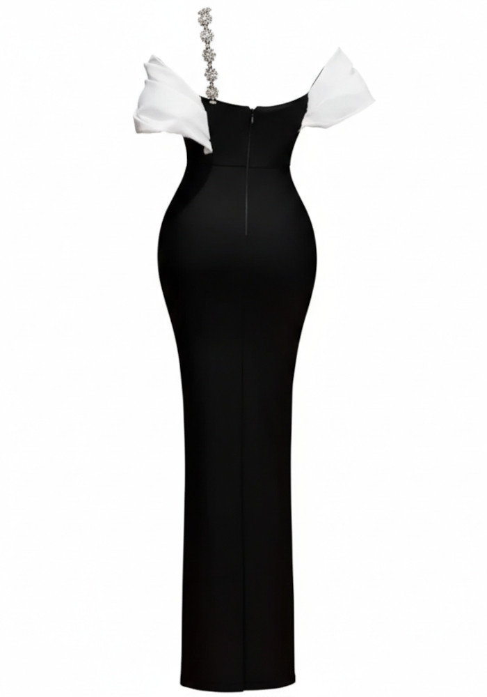 chinese dress ladies Amazon.com: SNDDEG Women Sexy Tight Slit Back Knit Cocktail Dress Elegant  Black and White Splicing Off The Shoulder Maxi Dress : Clothing, Shoes &  Jewelry