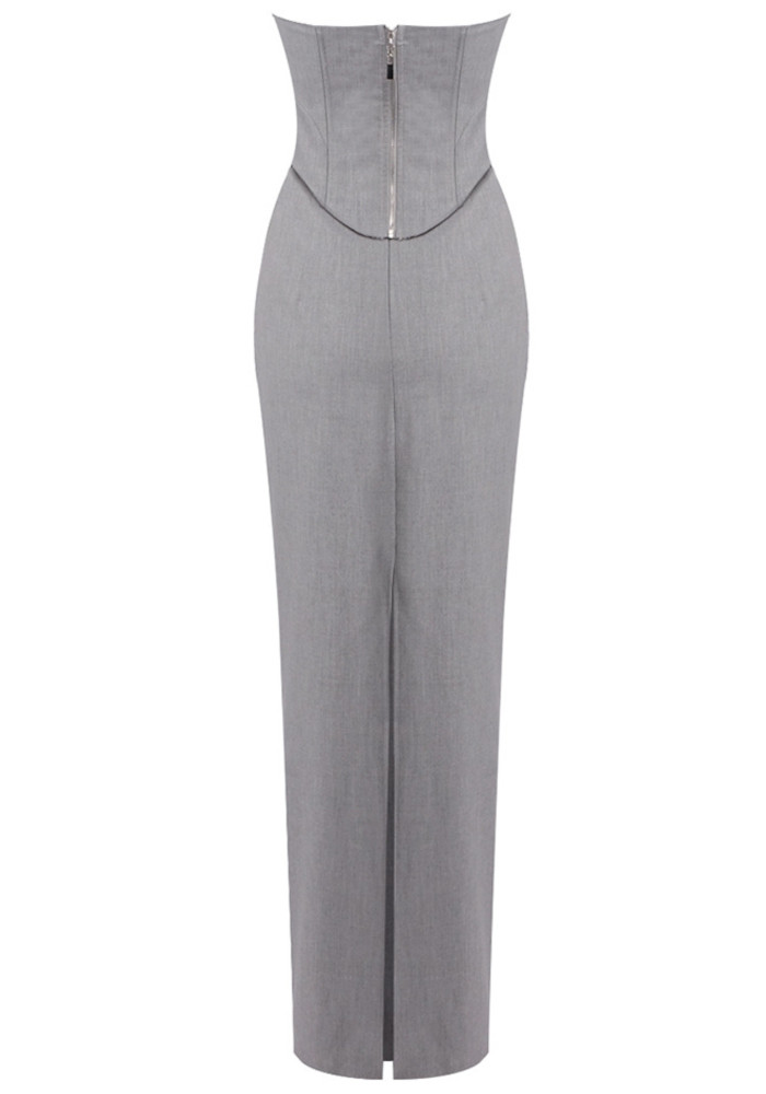 grey two piece prom dress Gray tulle two pieces short prom dresses, cute homecoming dress