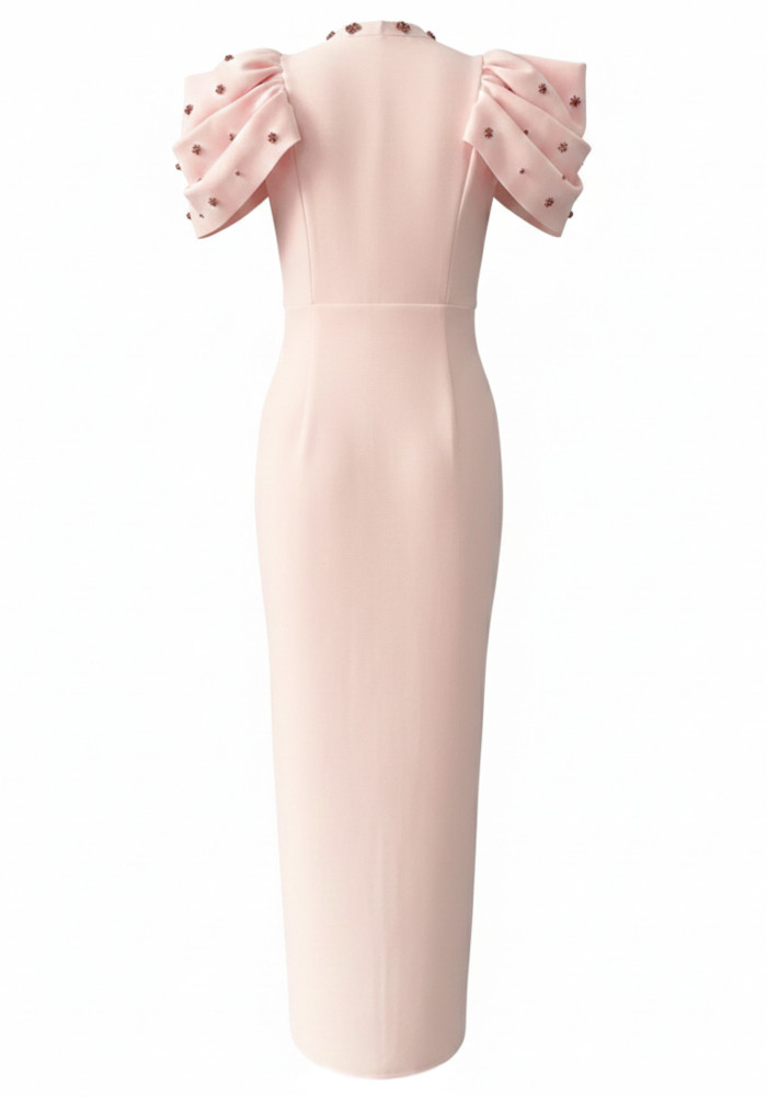 open lace back dress Joseline Pale Pink Satin Corset Wrap Maxi Dress With Scarf – Club L London