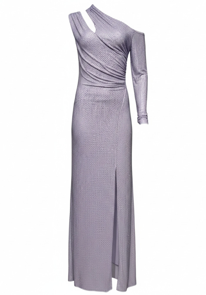 Long Sleeve One Shoulder Sparkly Maxi Dress Lavender Long Sleeve One Shoulder Sparkly Maxi Dress Lavender