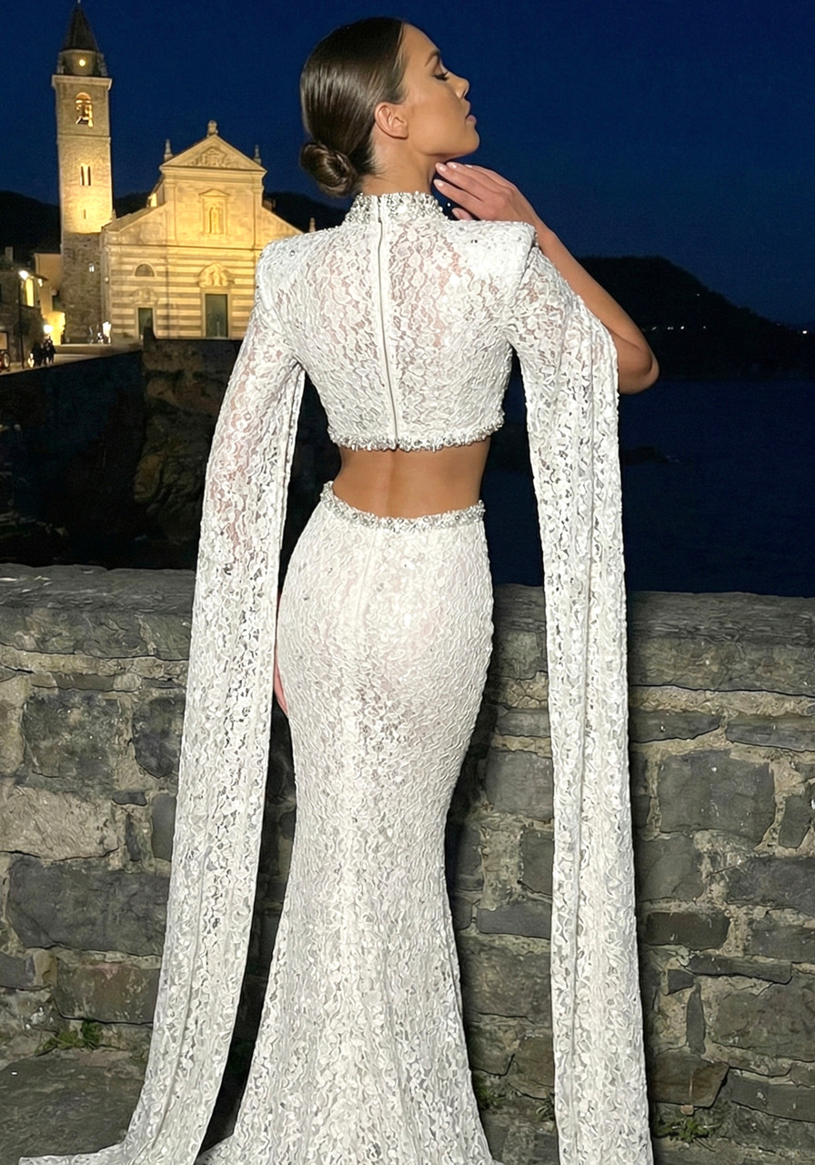 black white lace wedding dress Elaska Wedding Dress – Black Lace & White Tulle Ball Gown