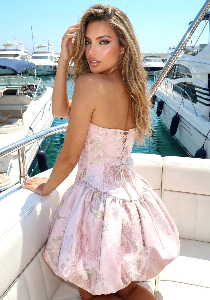 pink corset dress Azazie 2026 Corset Bows Column Prom Dress Pink Gown