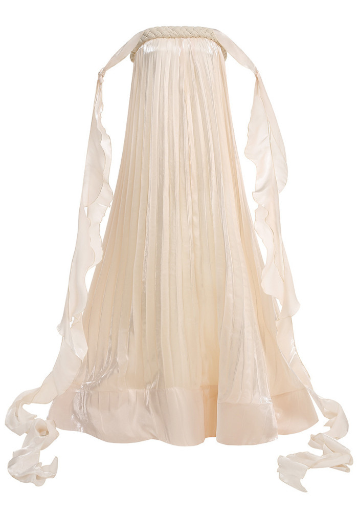 white pleated classic strapless sleeveless a line maxi dress White Pleated Satin Strapless Sleeveless A-Line Maxi Dress