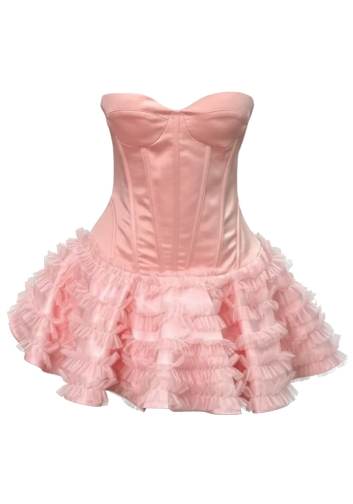 strapless open back dress Fifi Pink/Beige  Velvet Pink for Girls by Age of Innocence, 31 - Age of Innocence