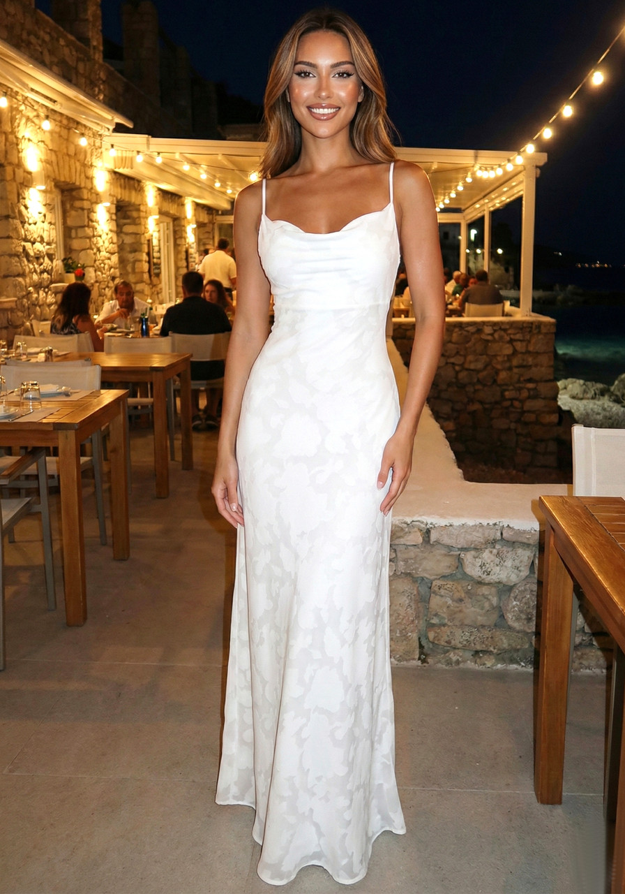 Floral Strappy Back A Line Maxi Dress White - Luxe Floral Dresses and Luxe  Party Dresses