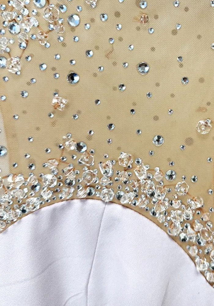 metallic bustier dress Metallic Strapless Corset Gown | High Slit Shiny Formal Dress with Sheer  Boned Bodice GL3591