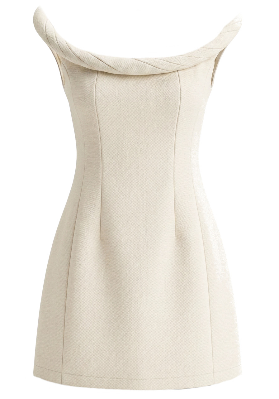 ivory bardot dress Braid Bardot A Line Dress Ivory