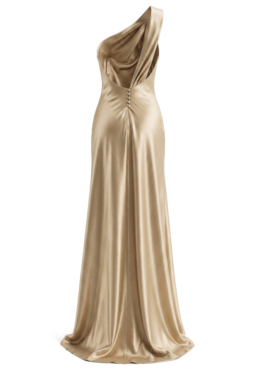 One Shoulder Maxi Dress Gold - Luxe Maxi Dresses and Luxe Party Dresses