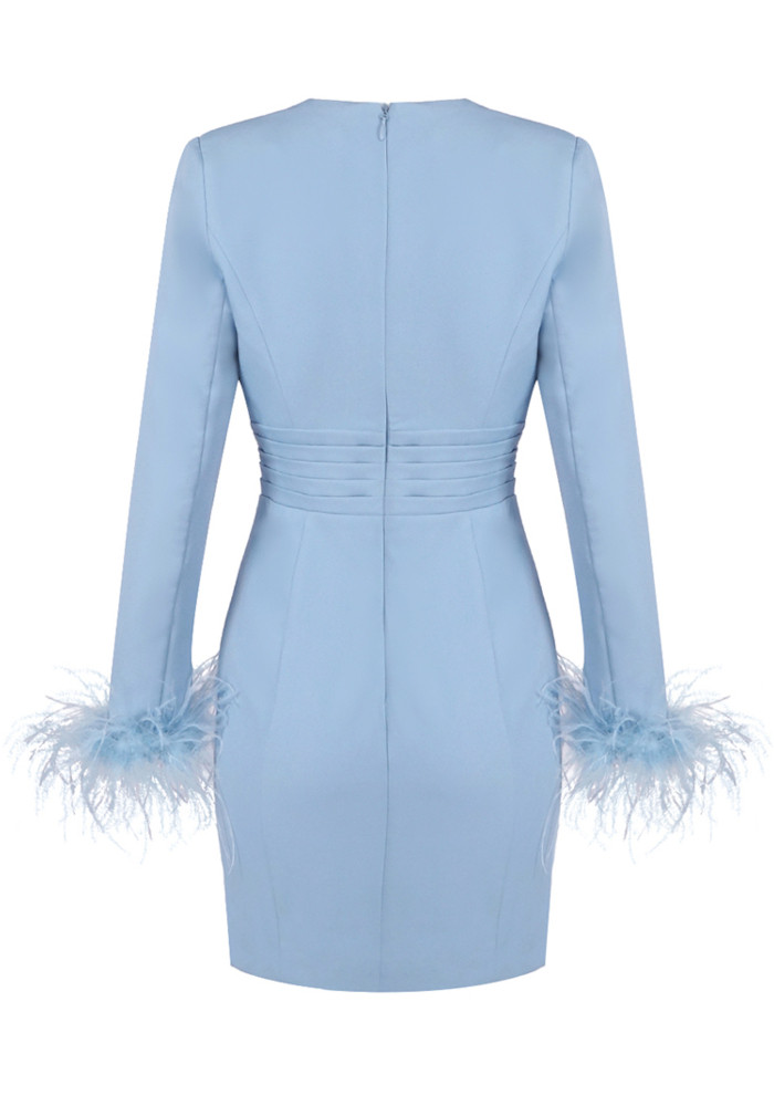 quilla white feather crystal sleeve backless blazer dress Miss Circle Quilla White Feather Crystal Sleeve Backless Blazer Dress XS