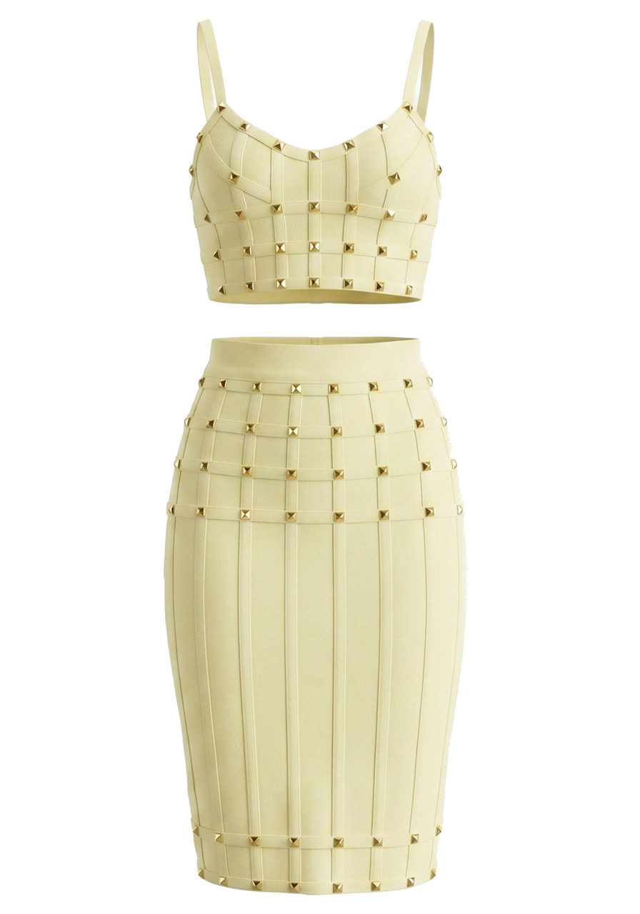 2 gold dress with holes part two Two-Piece Prom Dresses for 2020