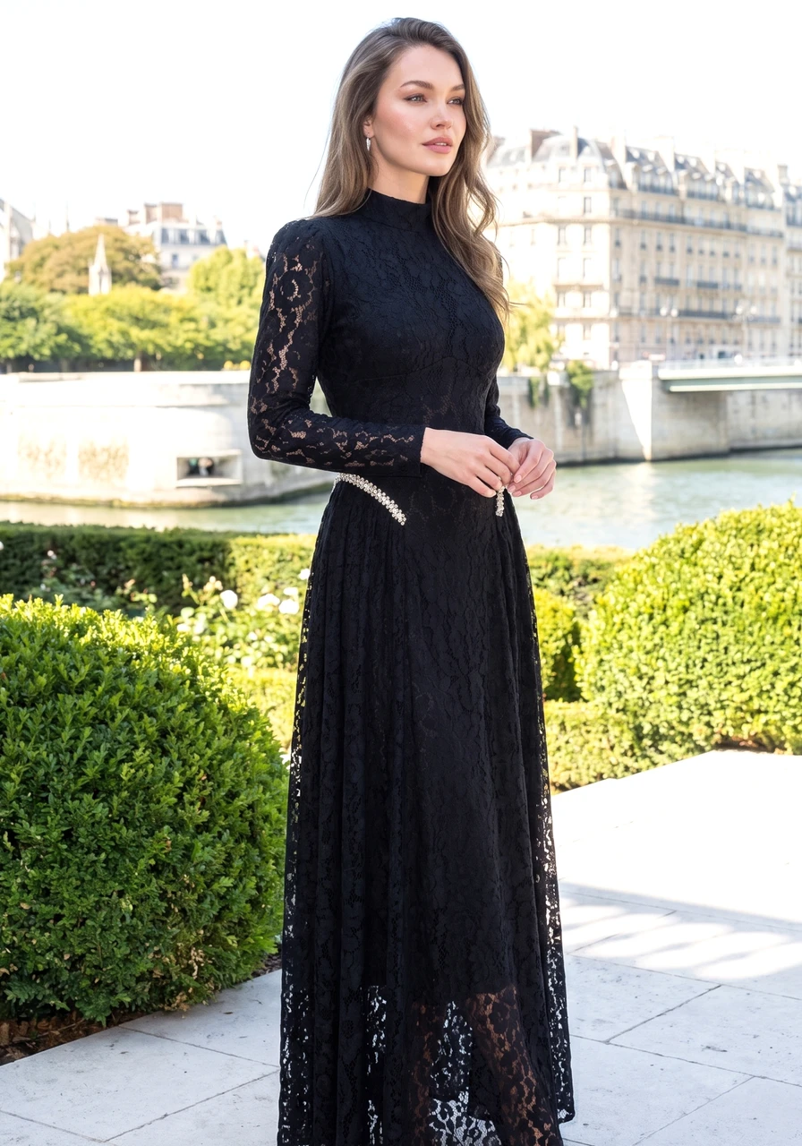 long black a line dress Sleeve Tie Back A-Line Dress, Red / XS Line formal dress by LaDivine CD243 Long Sleeve Crystal Detail A