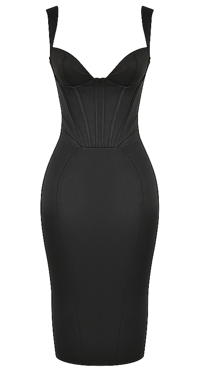 Corset Midi Dress Black - Luxe Midi Dresses and Celebrity Inspired