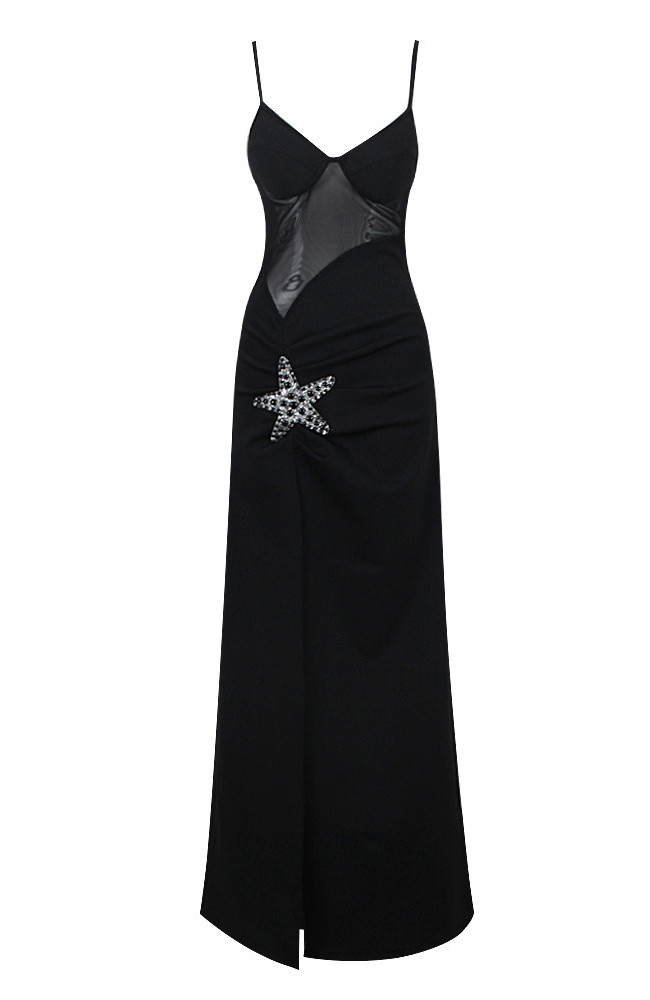 fitted lace wedding dress Elegant Counting Stars Sequin Gown - Black main image 0