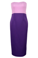 Strapless Midi Dress Pink Purple