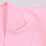 Short Sleeve Blazer Dress Pink