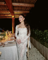 Long Sleeve Draped Lace Corset Maxi Dress White