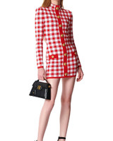 Long Sleeve Check Dress Red