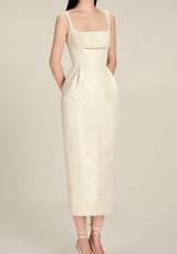 Embellished Bustier Midi Dress Ivory