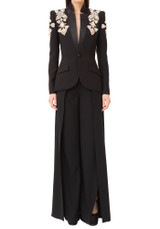 Crystal Floral Long Sleeve Suit Black