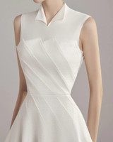 Collar Detail A Line Midi Dress Ivory White