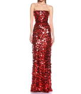 Strapless Big Sequins Maxi Dress Red Strapless Big Sequins Maxi Dress Red