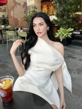 One Shoulder Bardot A Line Dress Ivory One Shoulder Bardot A Line Dress Ivory