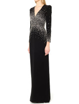 Long Sleeves Crystal Maxi Dress Black Long Sleeves Crystal Maxi Dress Black