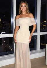 Bardot Ruched Maxi Dress Ivory