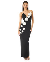 Pearl Straps Floral Maxi Dress Black White Pearl Straps Floral Maxi Dress Black White