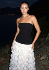 Strapless A Line Maxi Dress Black White