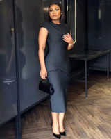 Embellished Midi Dress Black Embellished Midi Dress Black
