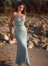 Strapless Crystal Bow Sparkly Maxi Dress Green Strapless Crystal Bow Sparkly Maxi Dress Green