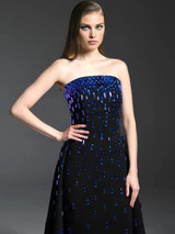 Strapless Embellished A Line Maxi Dress Black Blue Strapless Embellished A Line Maxi Dress Black Blue