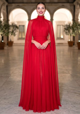 Cape Maxi Dress Red