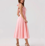 Halter Bustier A Line Midi Dress Pink Halter Bustier A Line Midi Dress Pink