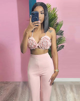Floral Two Piece Jumpsuit Blush Pink Floral Two Piece Jumpsuit Blush Pink