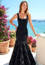 Floral Mermaid Maxi Dress Black