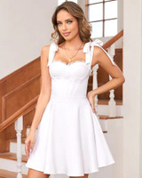 Lace Bustier Structured A Line Dress White