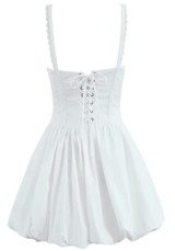 Crochet Trim Corset Puff Dress White