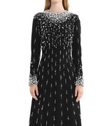 Long Sleeve Crystal Pearl Sequin Maxi Dress Black