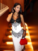 Lace Insert Maxi Dress Black White