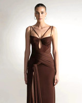Draped Maxi Dress Brown
