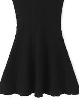Scalloped A Line Knitted Dress Black Scalloped A Line Knitted Dress Black