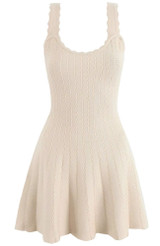Scalloped A Line Knitted Dress Nude Scalloped A Line Knitted Dress Nude