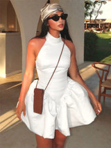 Halter Puff Dress White Halter Puff Dress White
