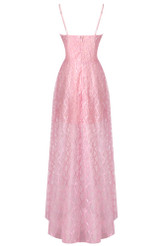 Sequin Structured Bustier A Line Maxi Dress Pink Sequin Structured Bustier A Line Maxi Dress Pink