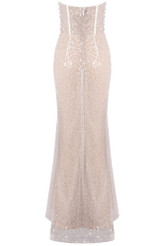 Strapless Pearl Sequin Corset Maxi Dress Nude Strapless Pearl Sequin Corset Maxi Dress Nude