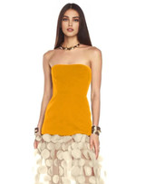 Strapless A Line Maxi Dress Mustard Ivory
